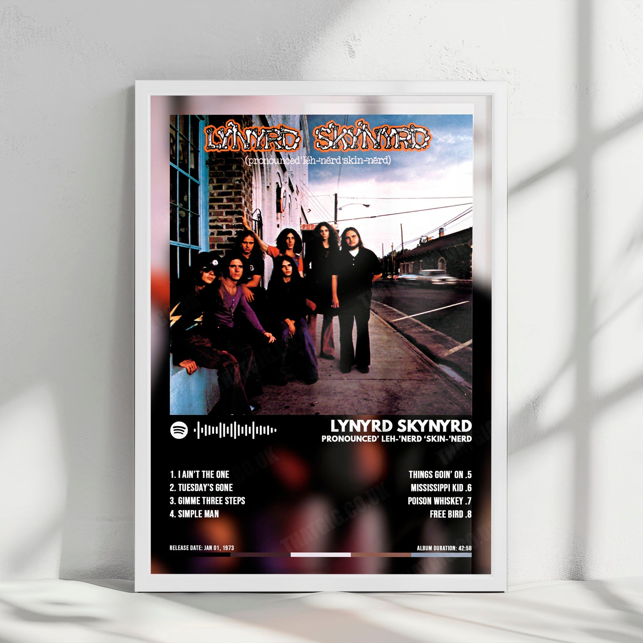 Lynyrd Skynyrd "Pronounced 'Leh-'nérd 'Skin-'nérd  " Album Cover Poster - with Complete Tracklist