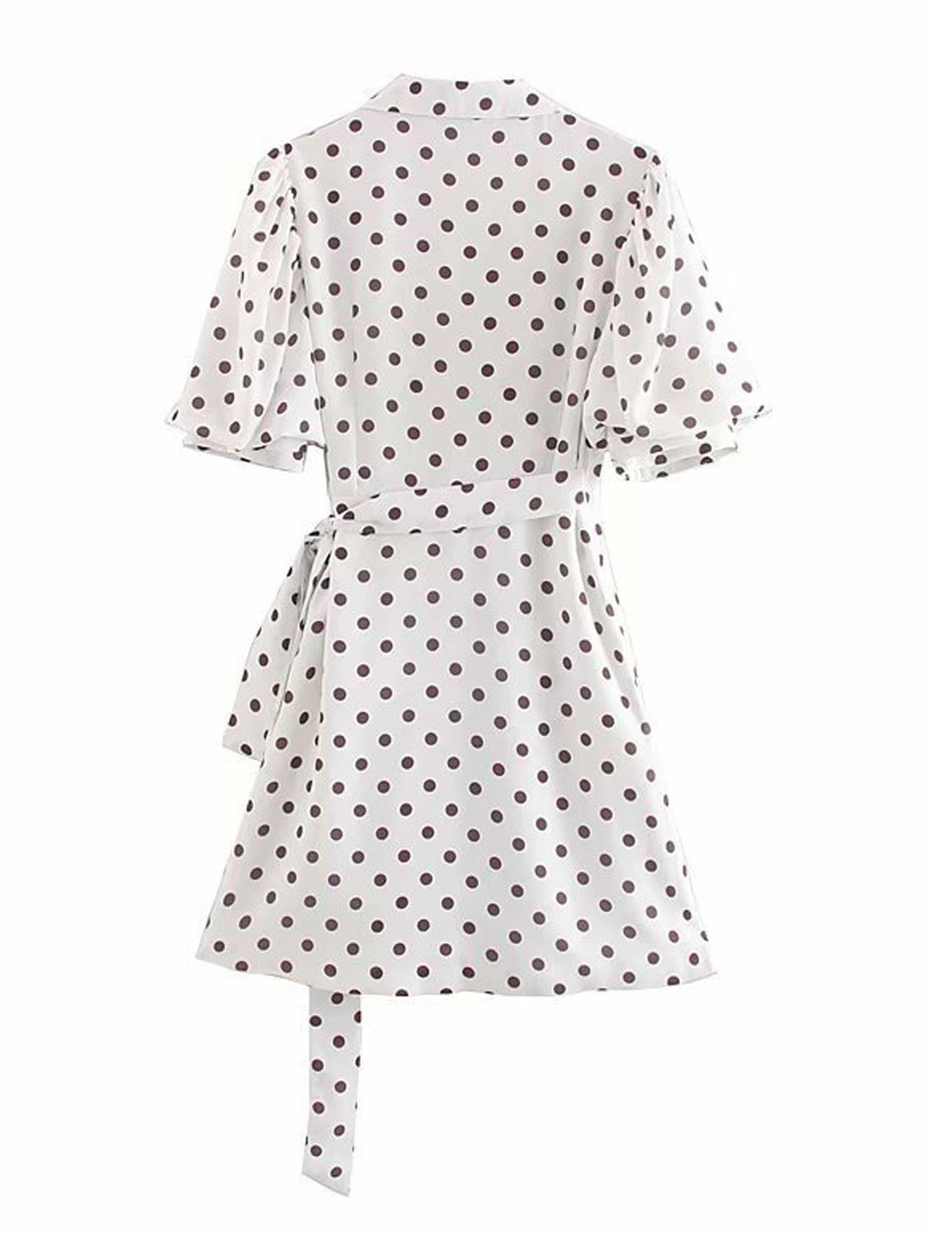 Puffy Sleeve Wrap Mini Dress Blazer D...