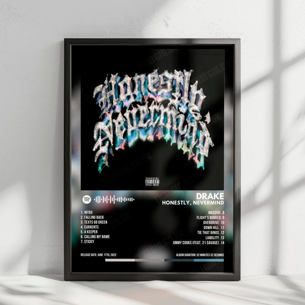 Drake "Honestly, Nevermind" Album Cover Poster - with Complete Tracklist