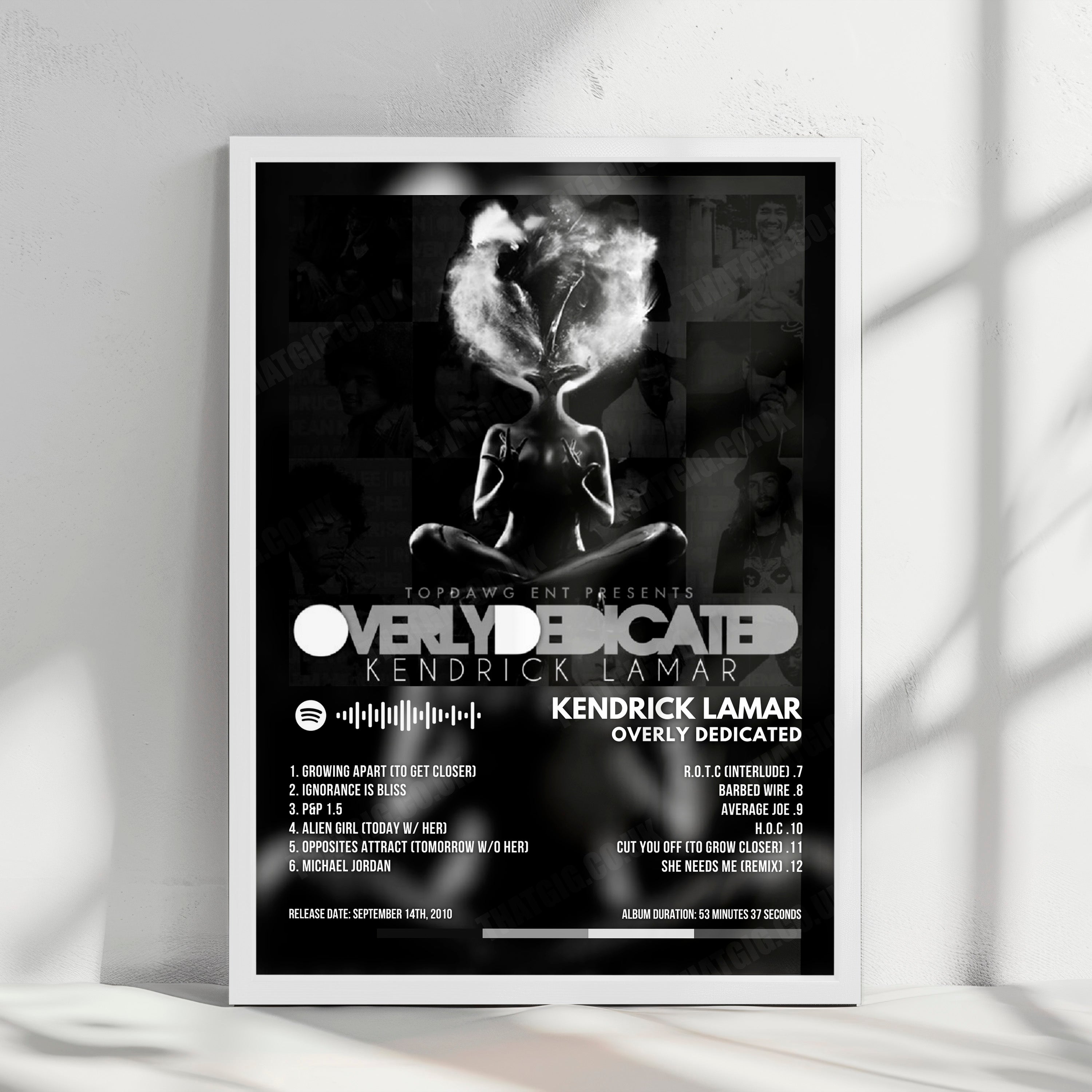 Kendrick Lamar "Overly Dedicated" Album Cover Poster - with Complete Tracklist