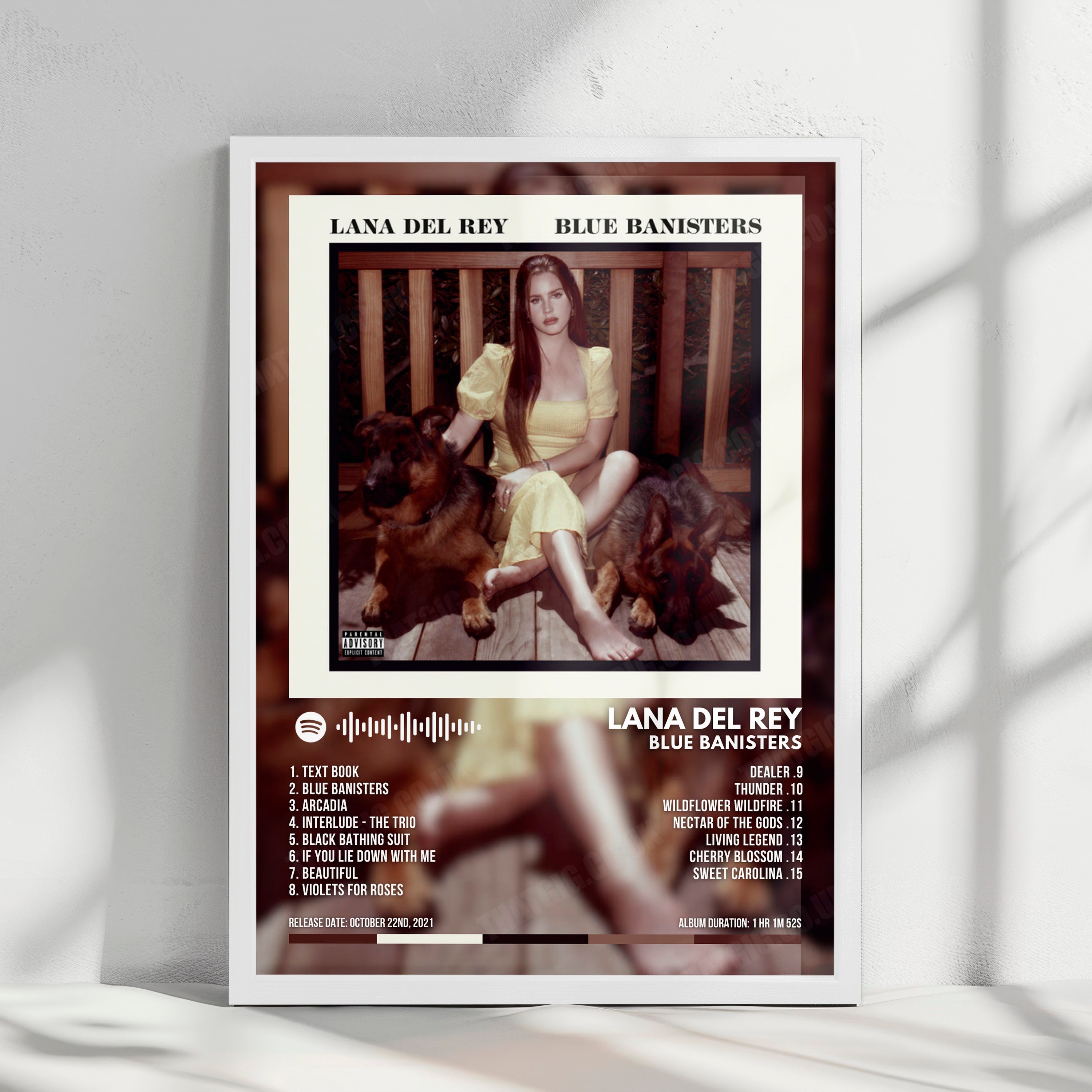 Lana Del Rey "Blue Banisters" Album Cover Poster - with Complete Tracklist