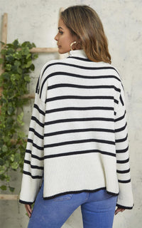 Black Striped Jumer Top In Beige