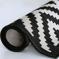 Ecology Outdoor Rug in Black and White Diamond Design - Durable and Stylish