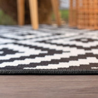 Ecology Outdoor Rug in Black and White Diamond Design - Durable and Stylish