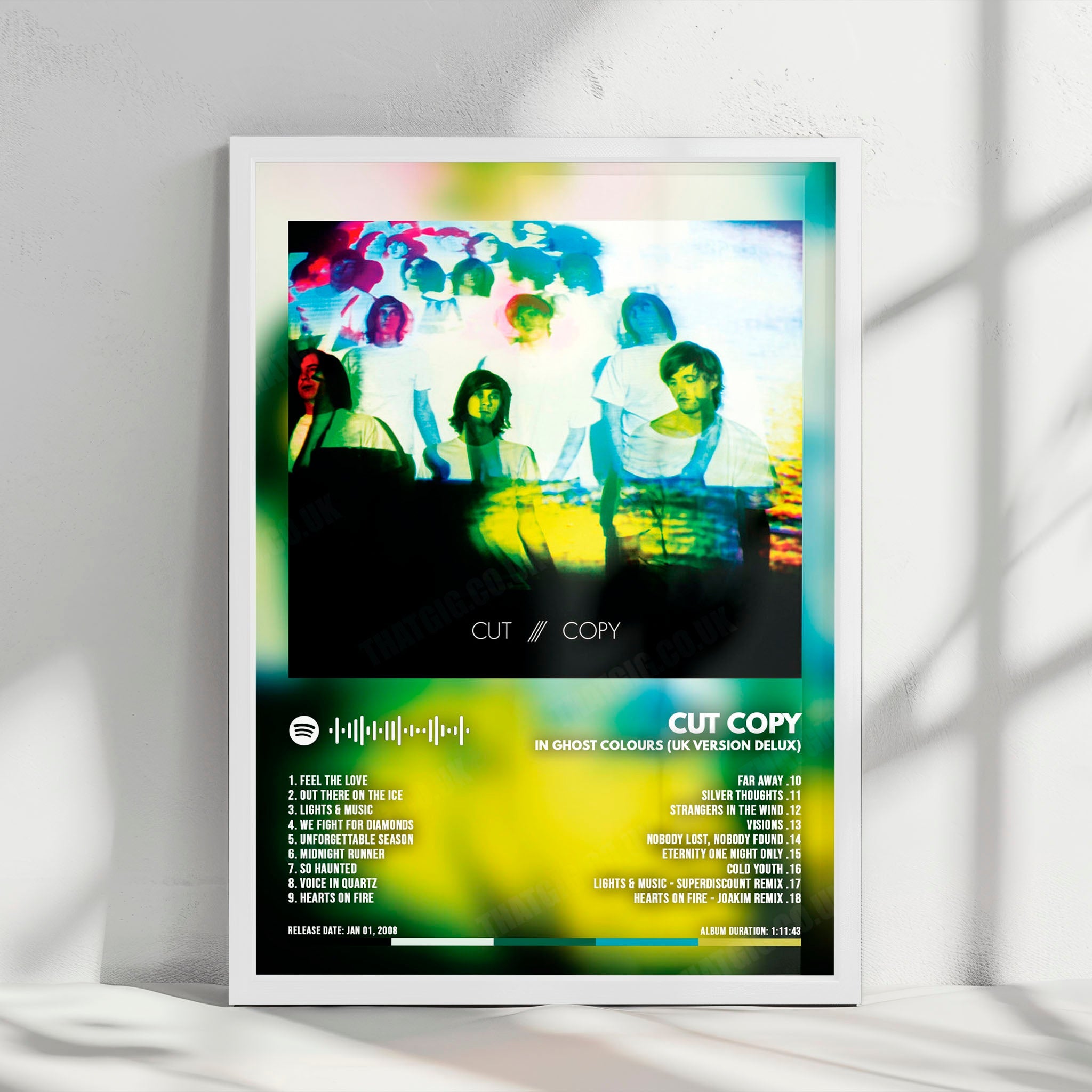 Cut Copy "In Ghost Colours" Album Cover Poster - with Complete Tracklist