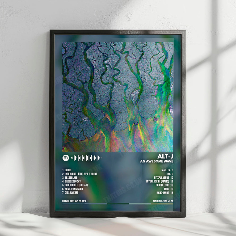 Alt-J "An Awesome Wave" Album Cover Poster - with Complete Tracklist