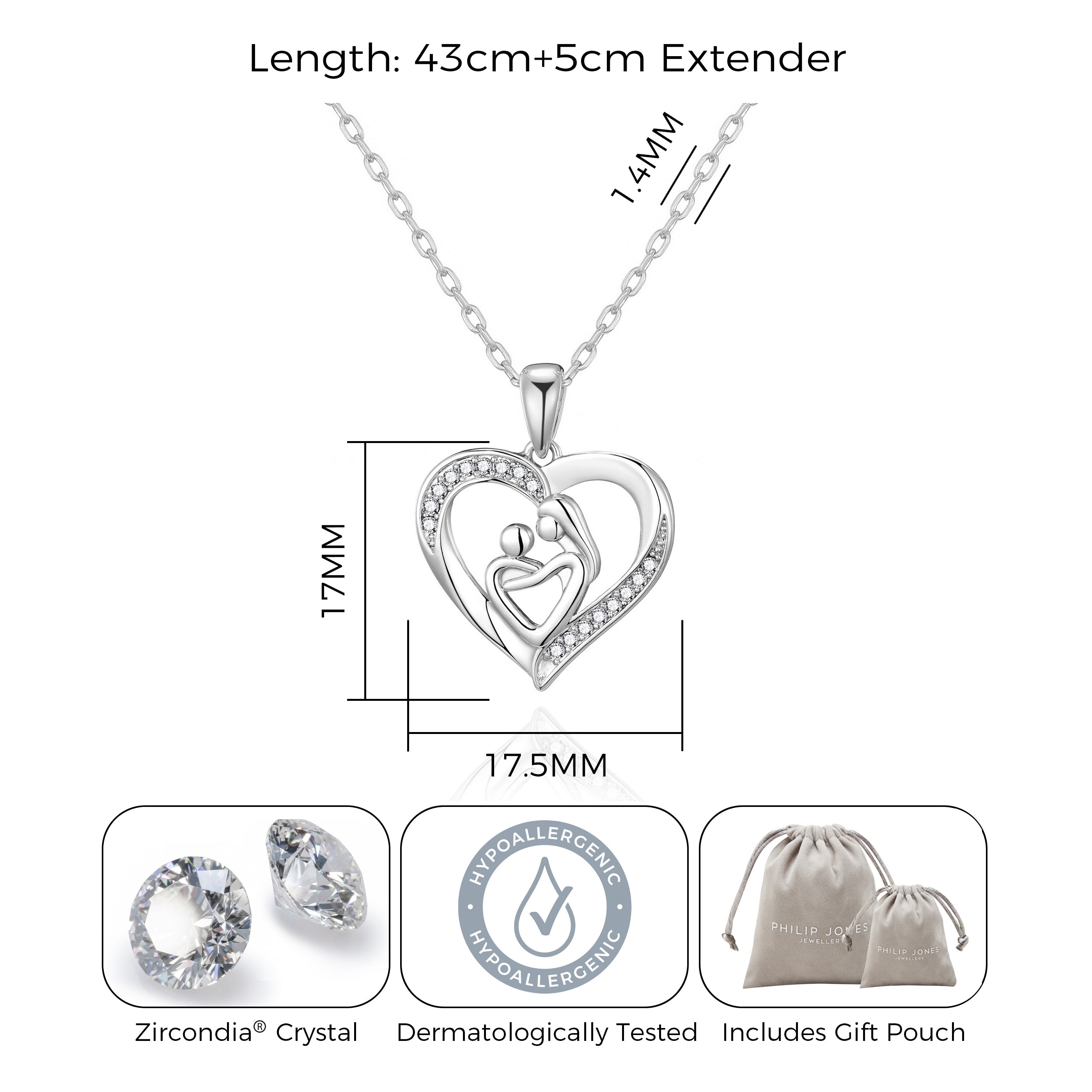 Mother And Child Necklace with Quote Card Created with Zircondia® Crystals