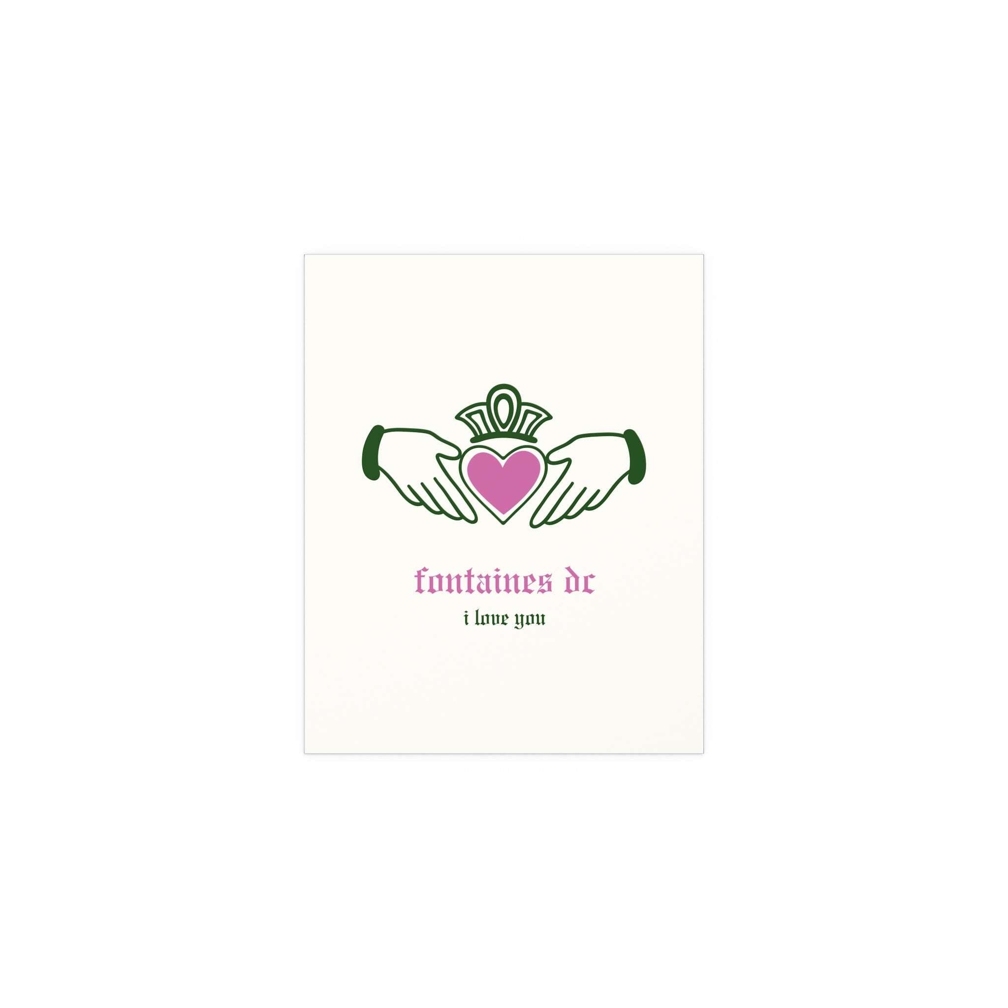 Fontaines DC - I Love You - Irish Claddagh (Off-white + Green + Pink)