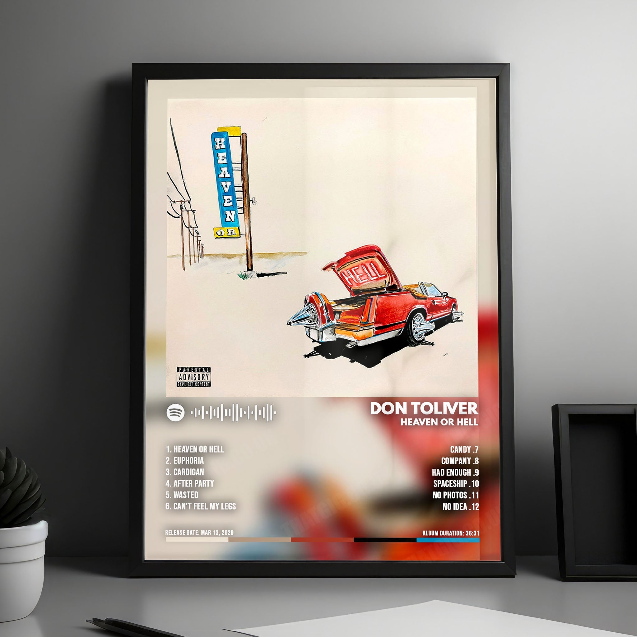 Don Toliver "Heaven or Hell" Album Cover Poster - with Complete Tracklist