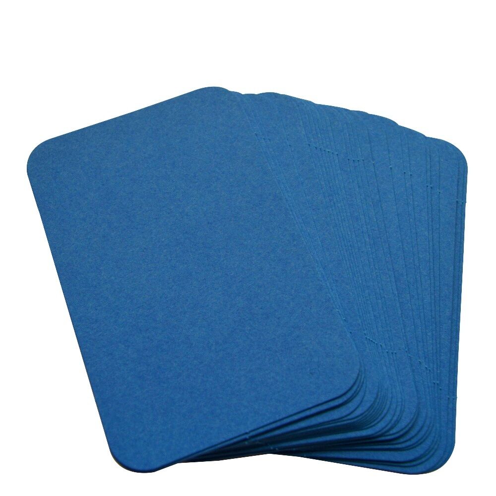 50 x Ocean Blue Rounded Corner Blank Business Cards – 260gsm – Stamp, Write