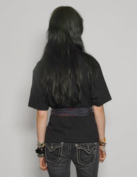 ST Lined Logo Tie-Tee in Black with Blue & Gold Tie