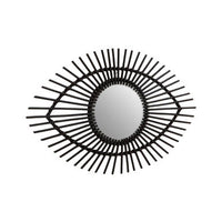 Mataram Black Natural Rattan Eye Shape Wall Mirror