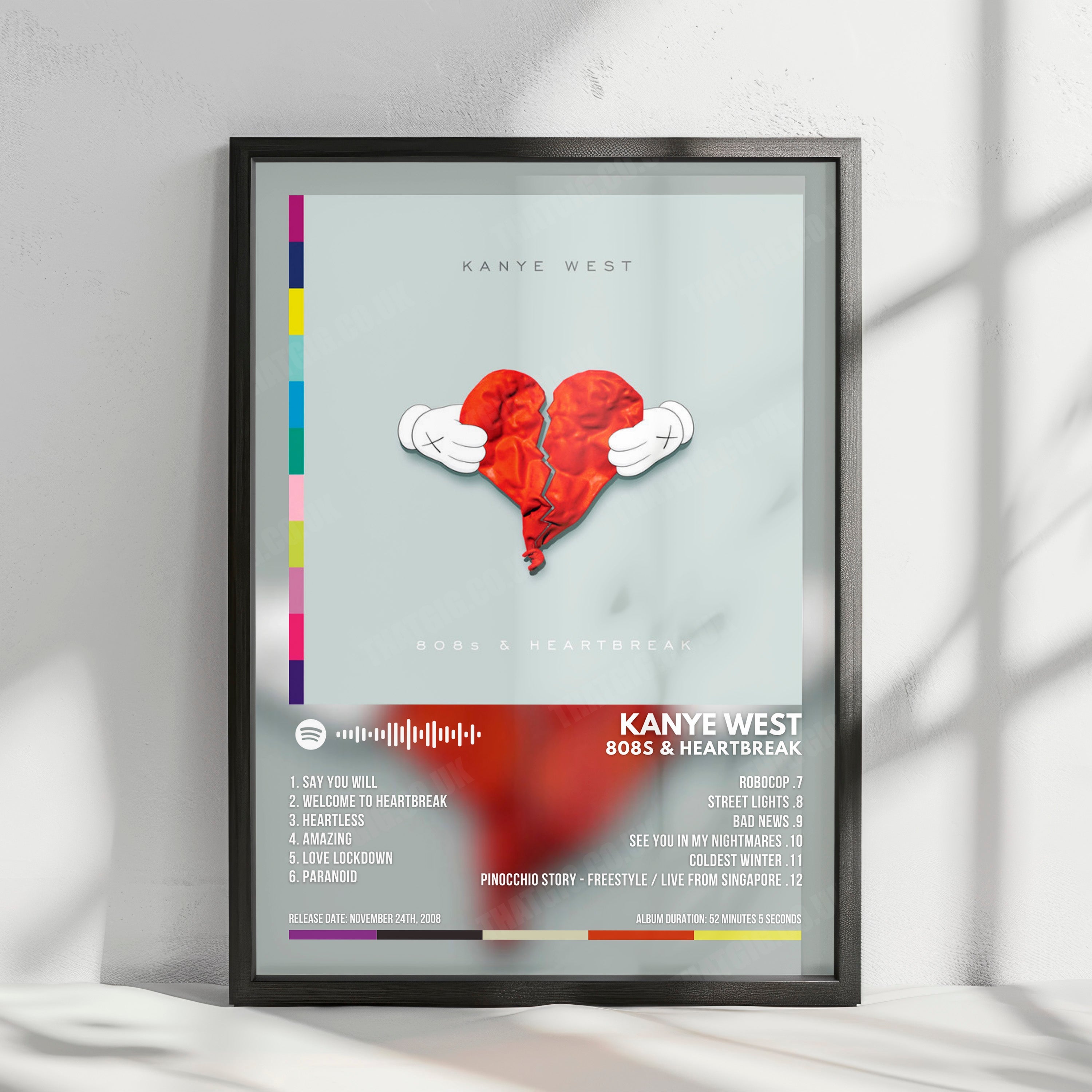 Kanye West "808s & Heartbreak" Album Cover Poster - with Complete Tracklist