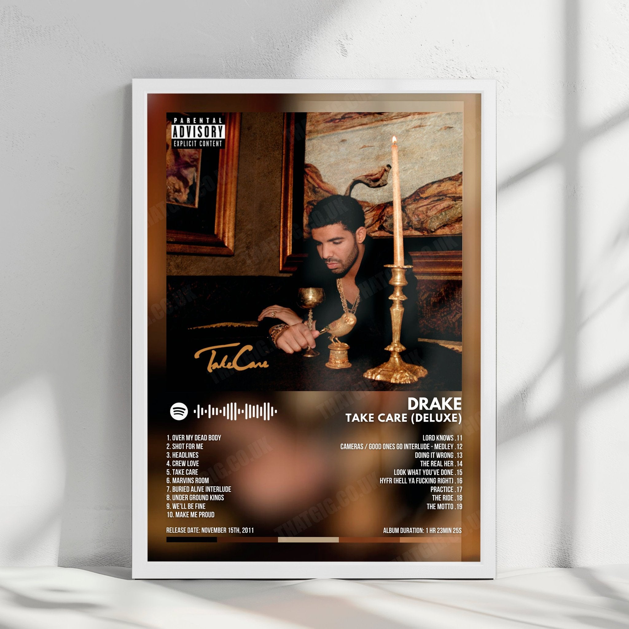 Drake "Take Care (Deluxe)" Album Cover Poster - with Complete Tracklist