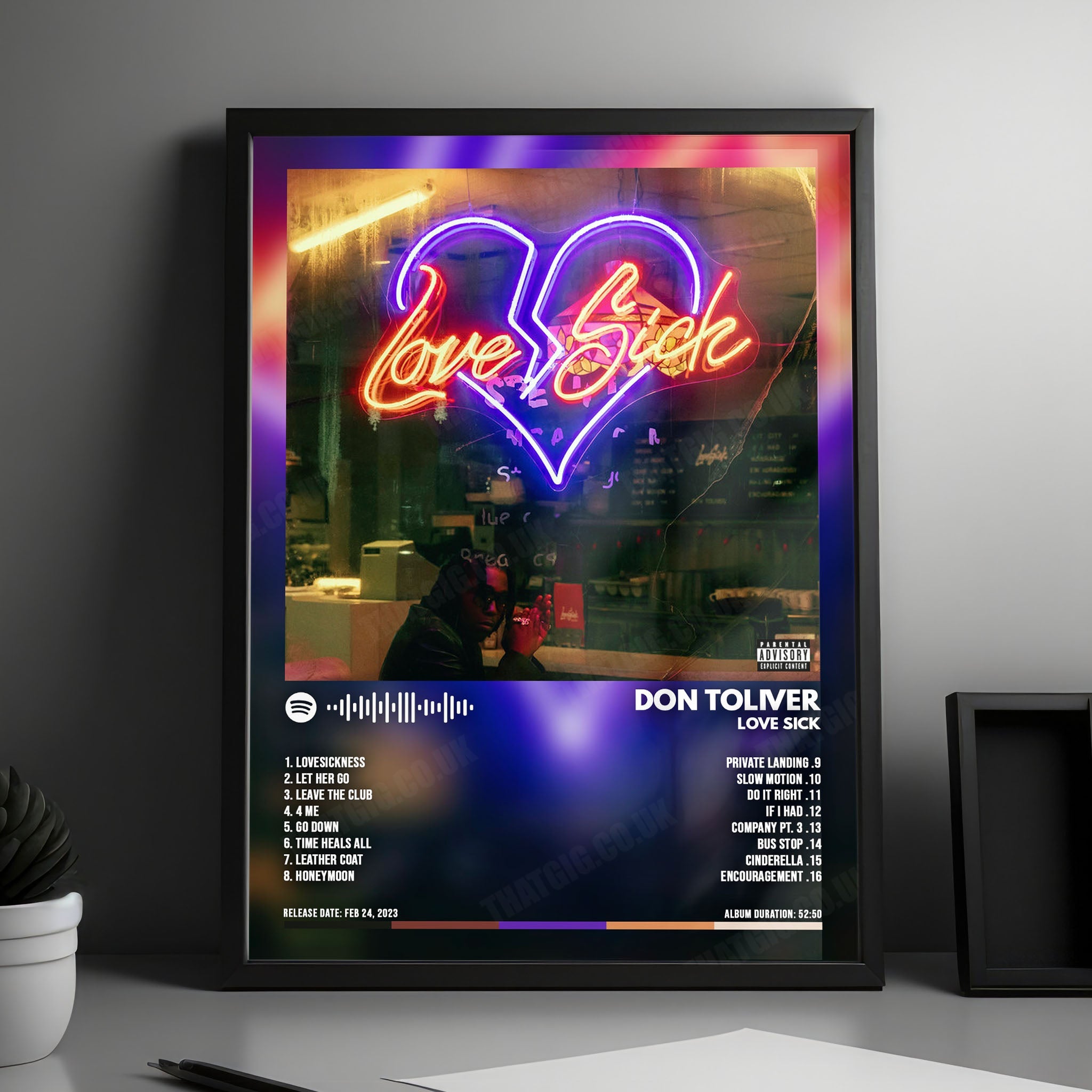 Don Toliver "Love Sick" Album Cover Poster - with Complete Tracklist
