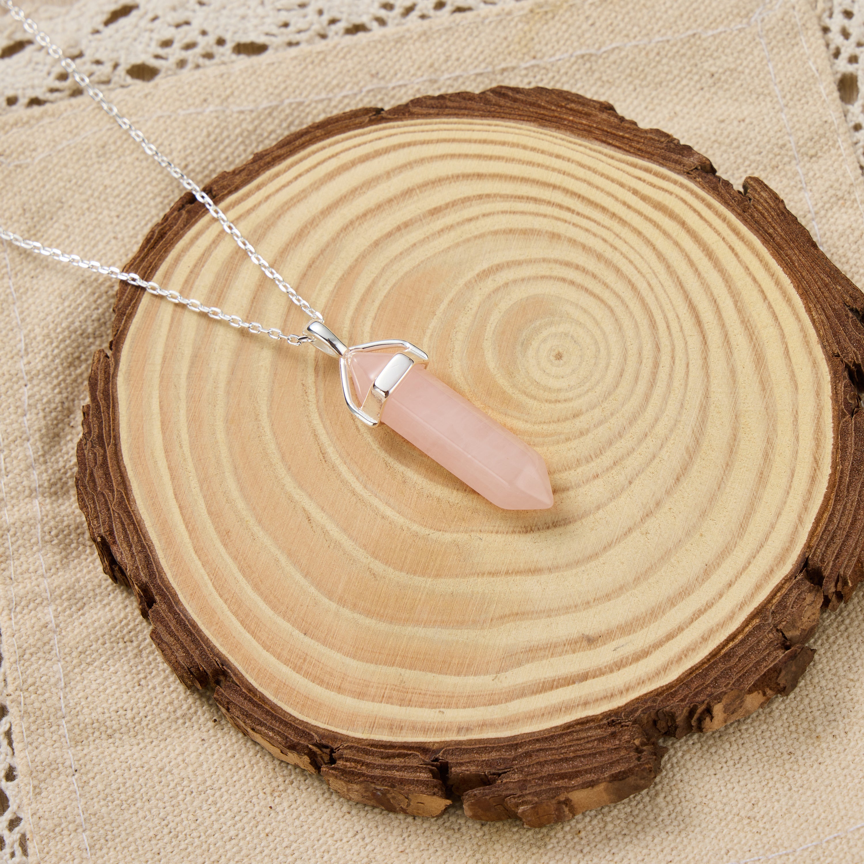 Rose Quartz Genuine Gemstone Necklace