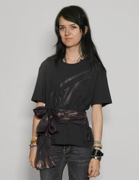 ST Lined Logo Tie-Tee in Black with Black & Gold Tie