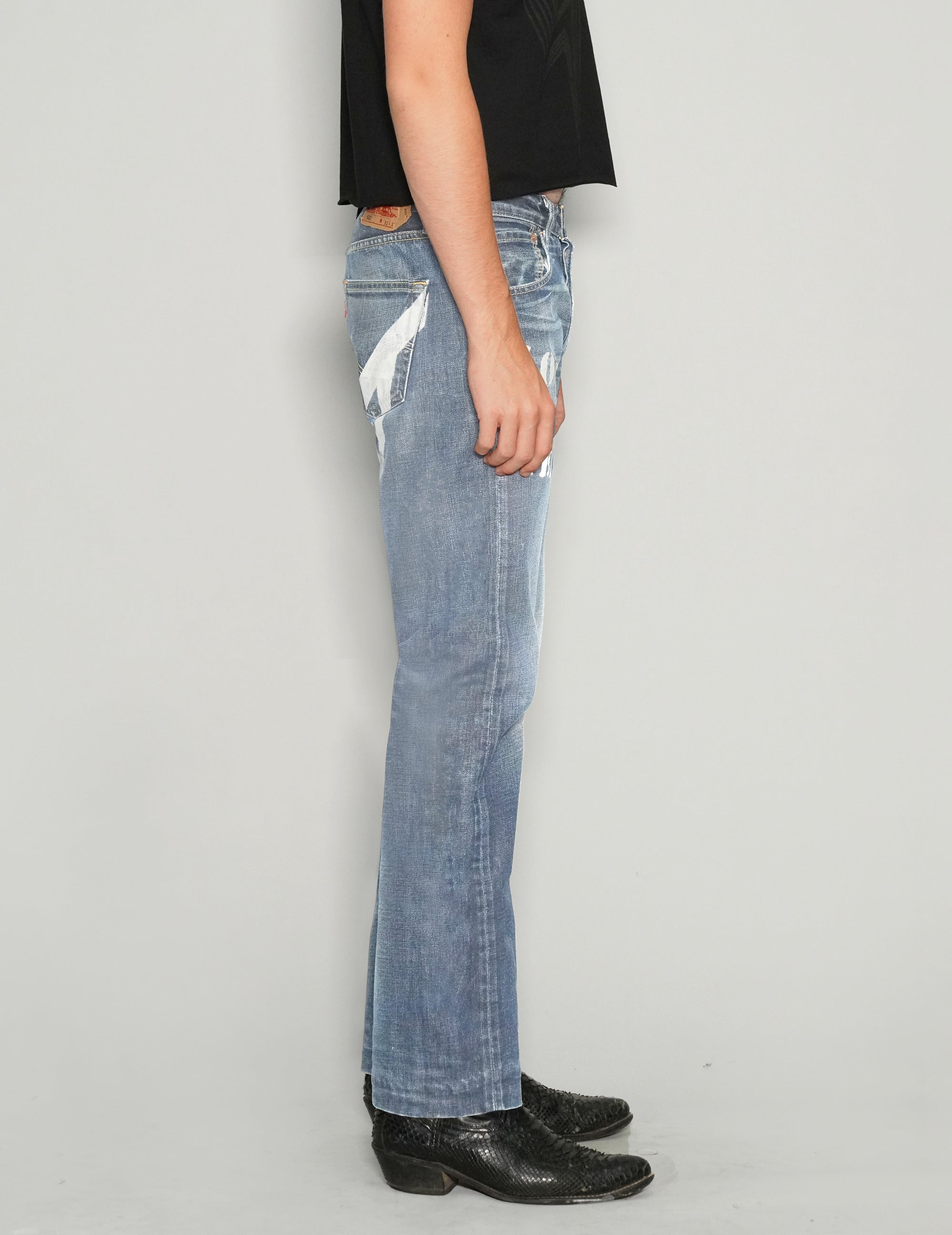 'Love Will Tear Us Apart' Jeans in Light Blue