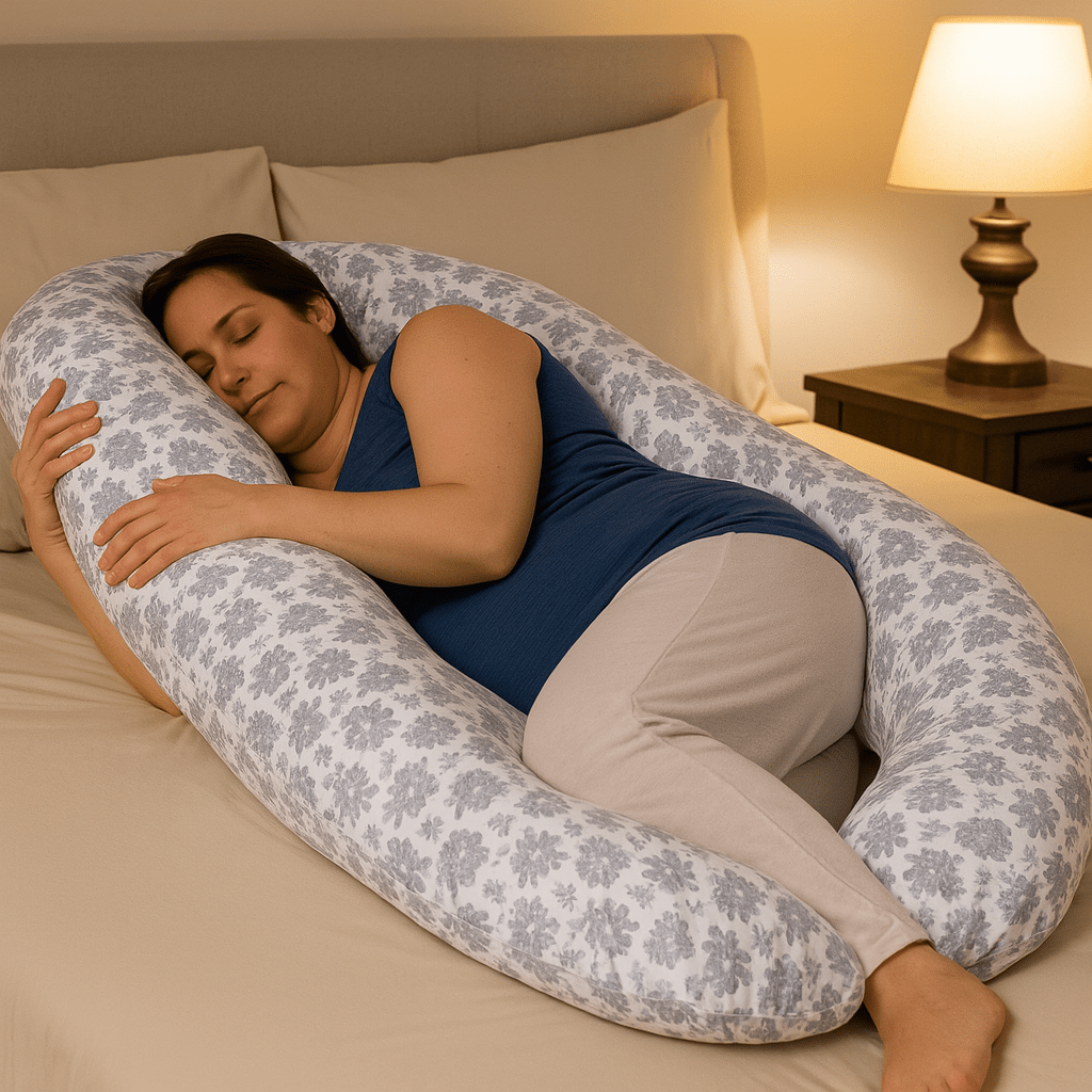 12 Ft Maternity Pillow And Case - Grey Floral