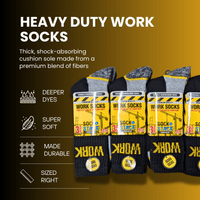 12 Pairs Mens Heavy Duty Work Socks Cushion Sole Reinforced Toe Heel Durable Black Boot Sock for Construction Outdoor Jobs Walking Sizes UK 6-11 EUR 39-45 by Sock Stack