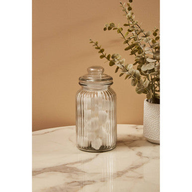 Ribbed Glass Storage Jar -1300ml
