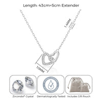 Mother and Daughter Heart Link Necklace with Quote Card Created with Zircondia® Crystals