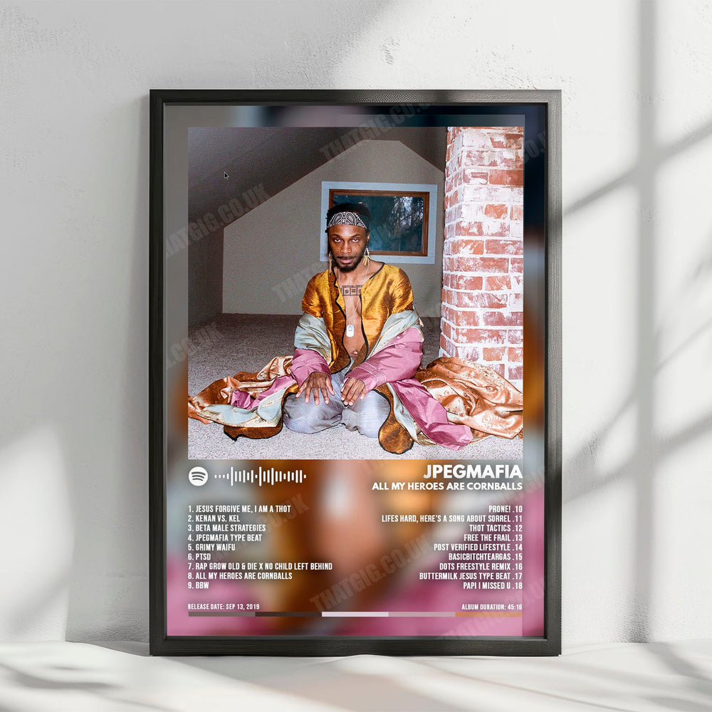 Jpegmafia "All My Heroes Are Cornballs" Album Cover Poster - with Complete Tracklist
