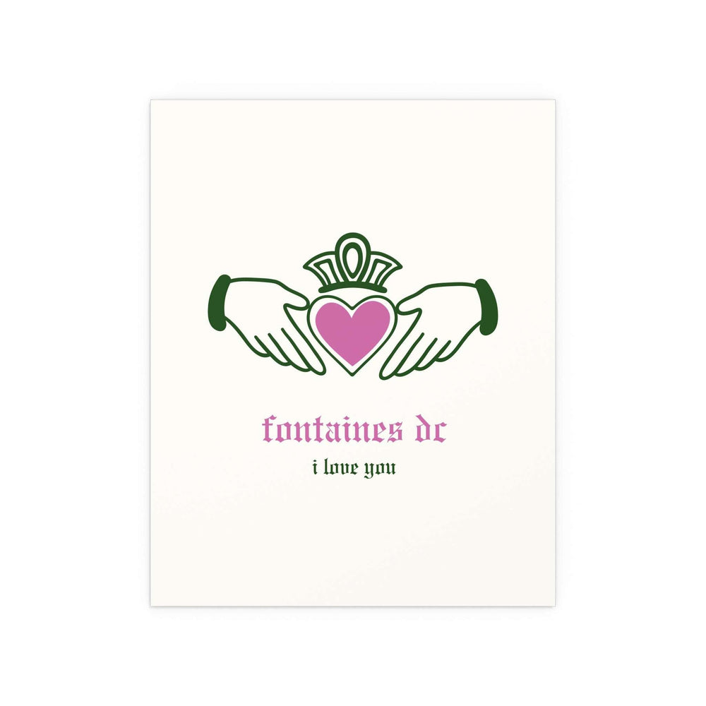Fontaines DC - I Love You - Irish Claddagh (Off-white + Green + Pink)