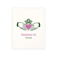 Fontaines DC - I Love You - Irish Claddagh (Off-white + Green + Pink)