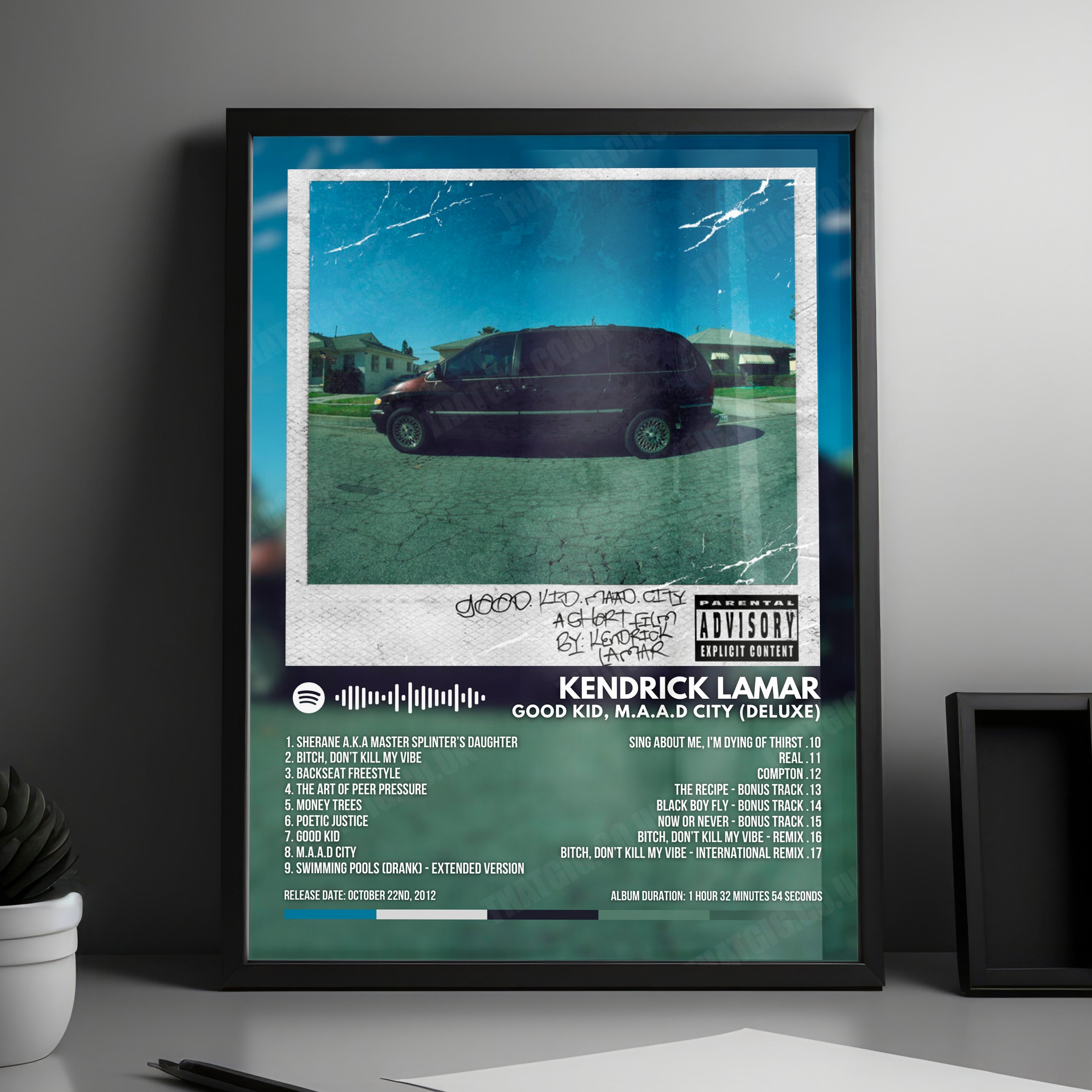 Kendrick Lamar "Good Kid, M.A.A.D City (Deluxe)" Album Cover Poster - with Complete Tracklist