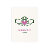 Fontaines DC - I Love You - Irish Claddagh (Off-white + Green + Pink)