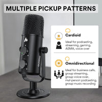 Maono USB-C Desktop Condenser Cardioid Omnidirectional Microphone with Headphone Jack