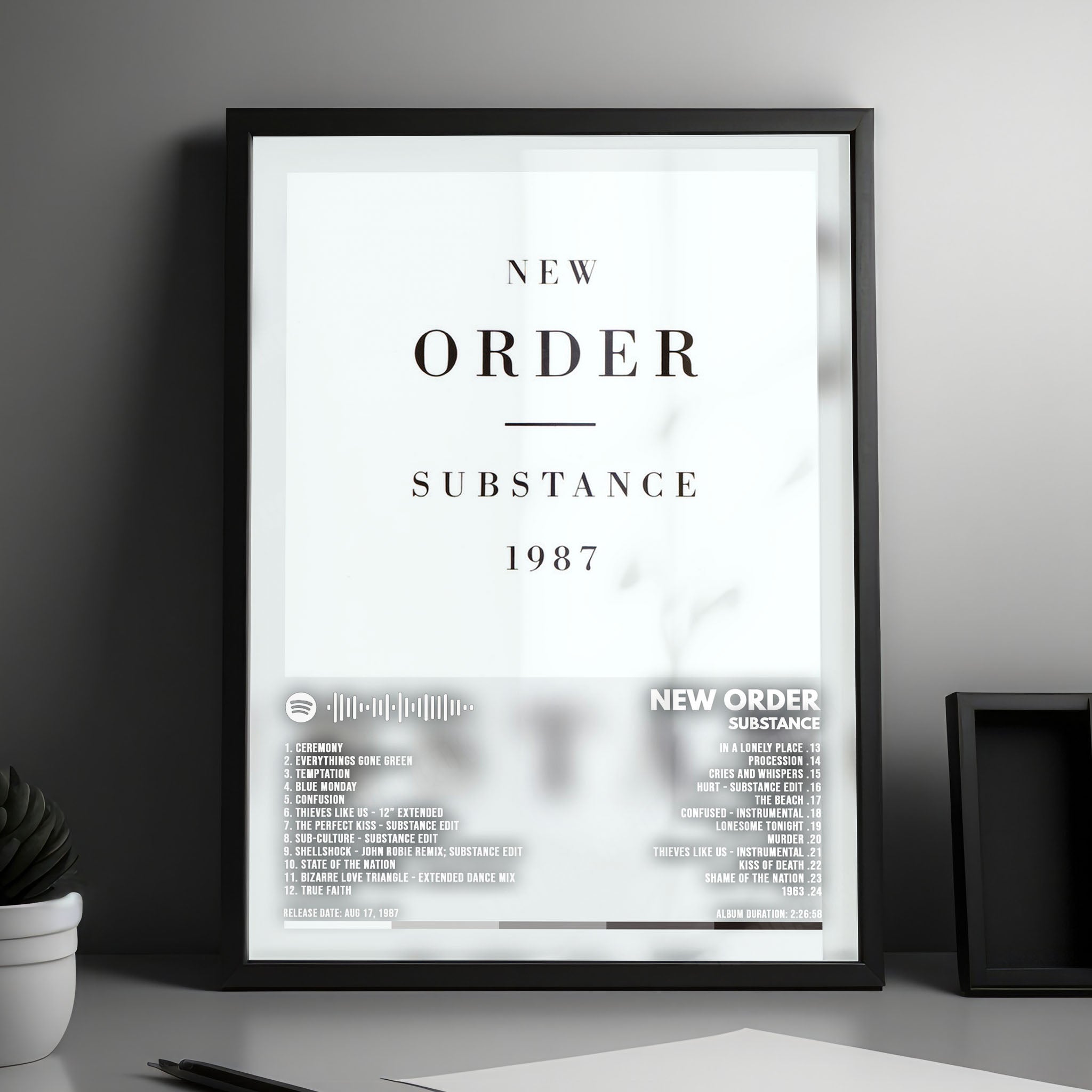 New Order "Substance" Album Cover Poster - with Complete Tracklist