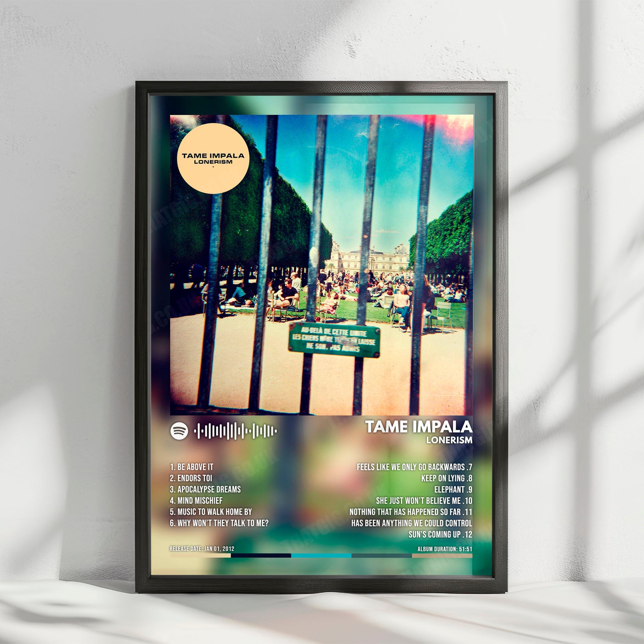 Tame Impala "Lonerism" Album Cover Poster - with Complete Tracklist