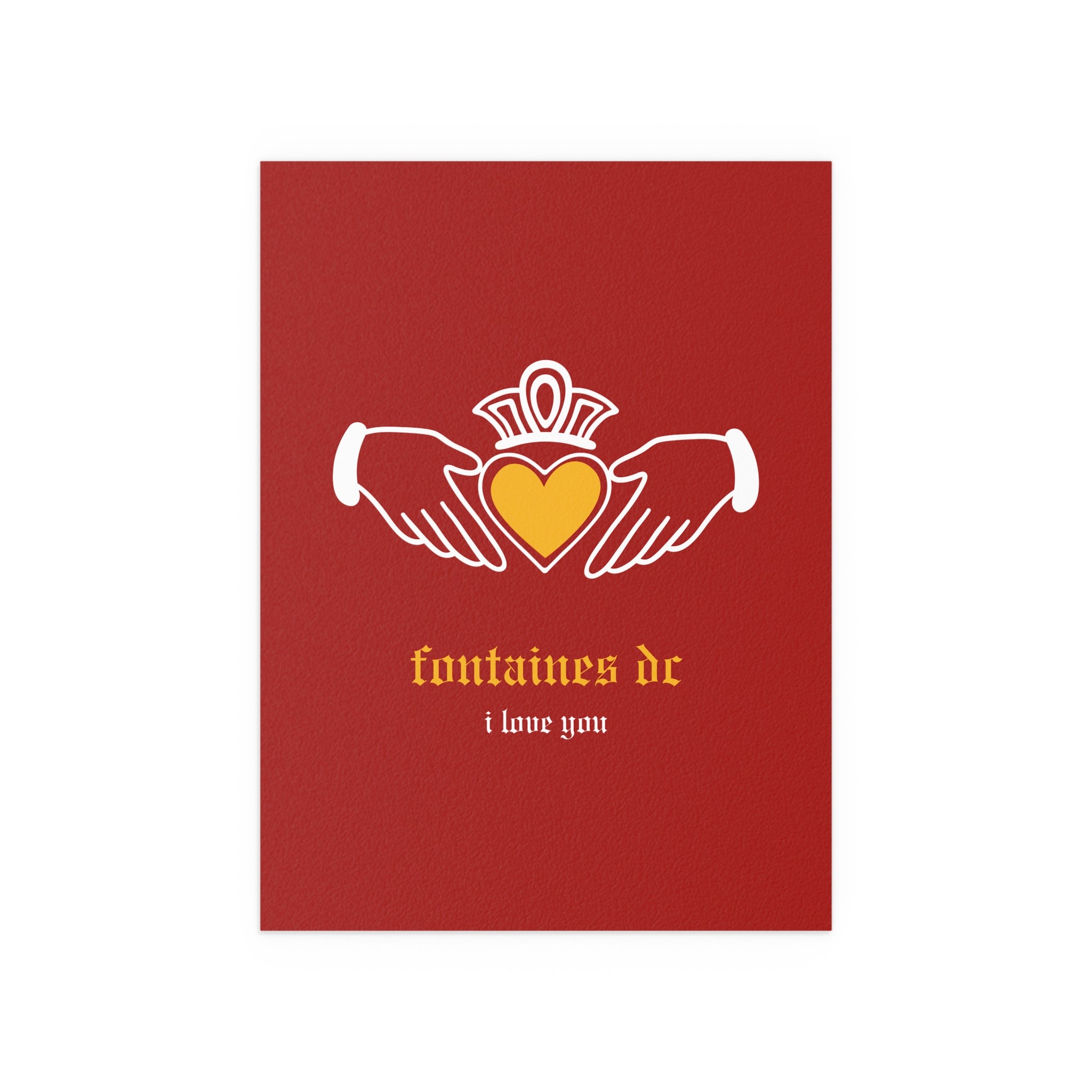 Fontaines DC - I Love You - Irish Claddagh (Red + Yellow)