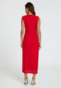 Mesh Maxi Dress In Red