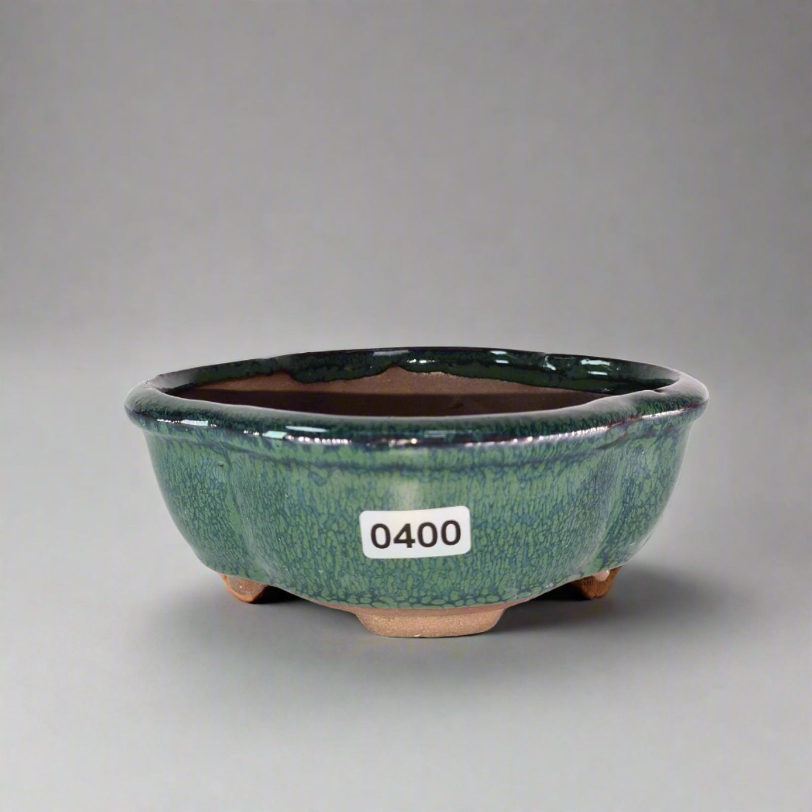 13cm Glazed Bonsai Pot | Floral | 13cm x 10cm x 5cm | Green