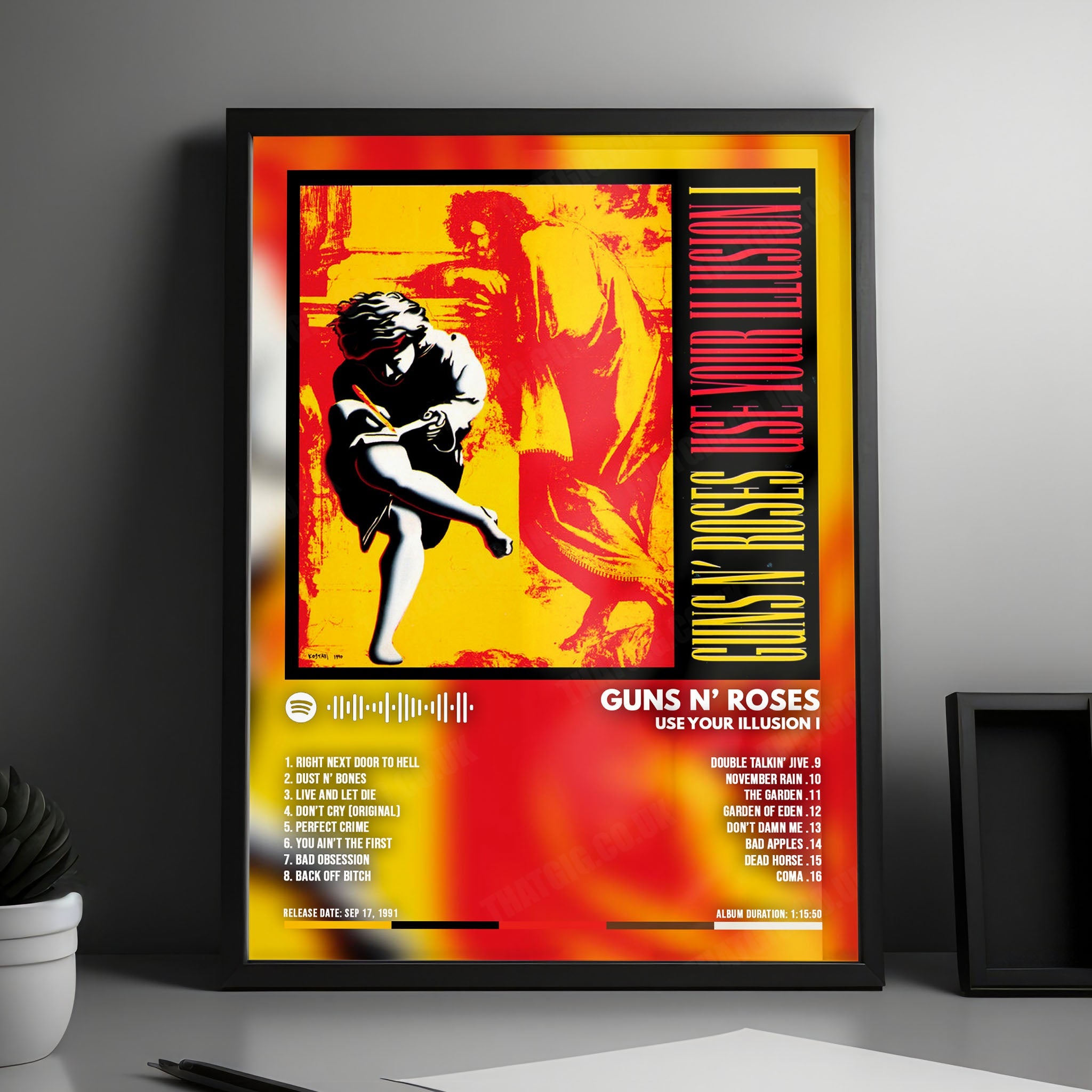 Guns N' Roses "Use Your Illusion I" Album Cover Poster - with Complete Tracklist