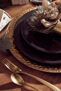 Dia Gold Charger Plate With Hammered Rim