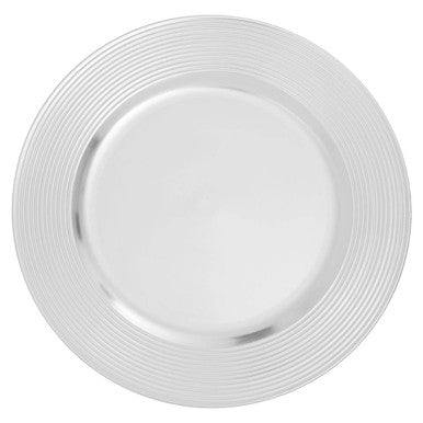 Dia Silver Finish Ribbed Charger Plate