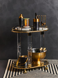Dayla Set Of Four Gold Ribbed Glass Tumblers