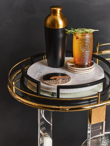 Dayla Set Of Four Gold Ribbed Glass Tumblers