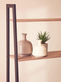 Dusk Taupe Medium Ribbed Ceramic Vase