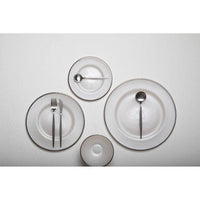 Ida 33cm Embossed White Glass Charger Plate with Silver Rim