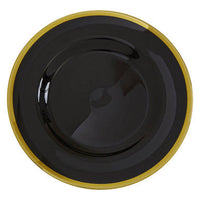 Ida 33cm Black Glass Charger Plate with Gold Rim