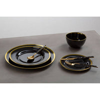 Ida 33cm Black Glass Charger Plate with Gold Rim