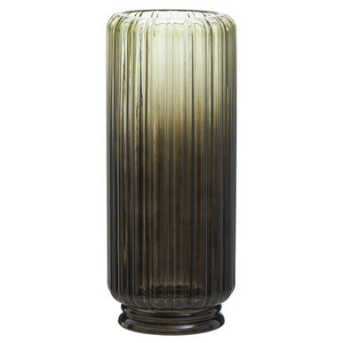 Chima Large Grey Ribbed Glass Vase