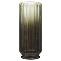 Chima Large Grey Ribbed Glass Vase