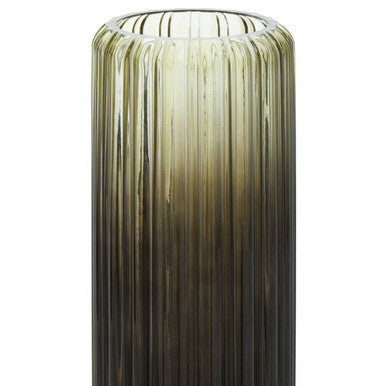 Chima Large Grey Ribbed Glass Vase