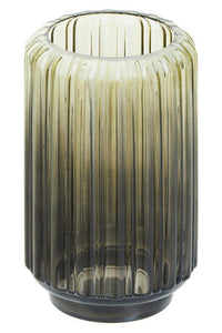 Chima Small Grey Ribbed Glass Vase